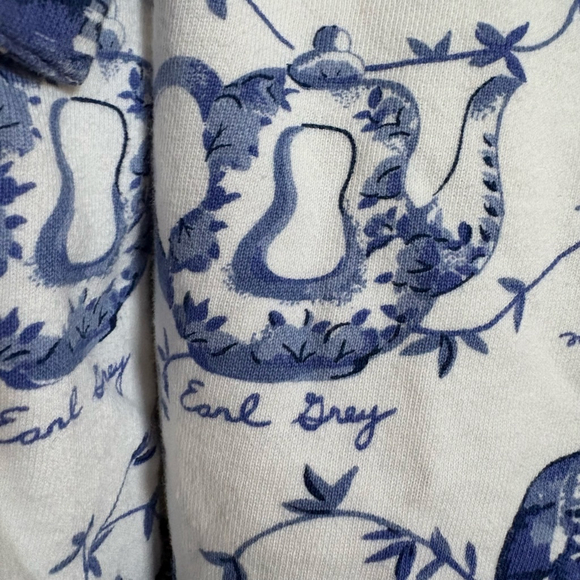 RARE Victoria's Secret Gold Label 80s Vintage White Blue Teapot Print Robe OS - Picture 5 of 16